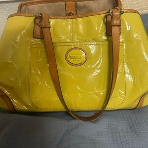 Coach Yellow Patent Leather Shoulder Bag